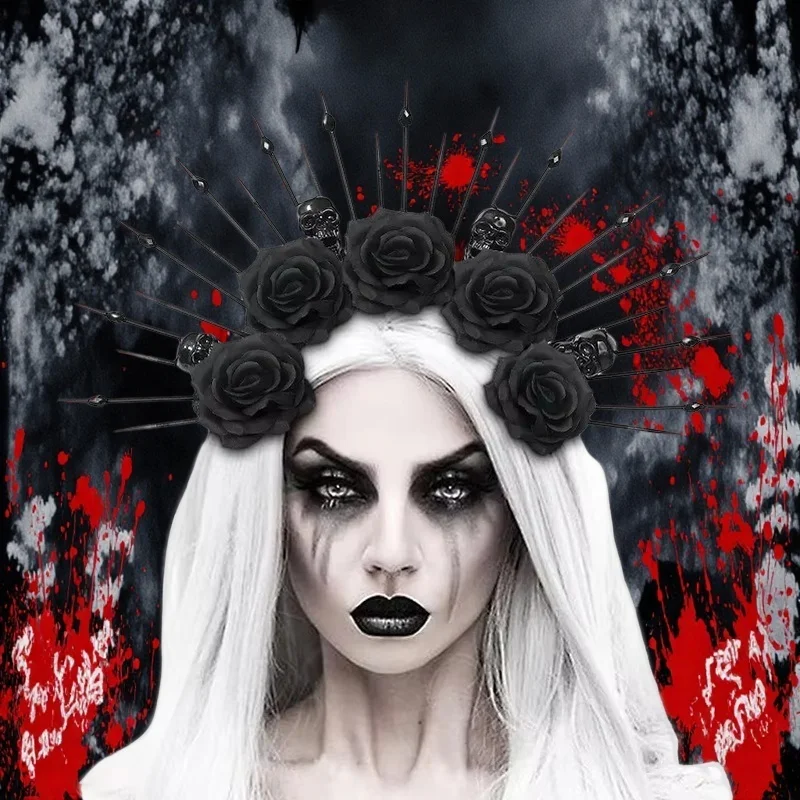 Gothic Halloween Headband Black Rose Skeleton Crown for Women Costume Party Elegant Skull Flower Veil Hair Accessory Day of The
Gothic Halloween Headband Black Rose Skeleton Crown for Women Costume Party Elegant Skull Flower Veil Hair Accessory Day of The