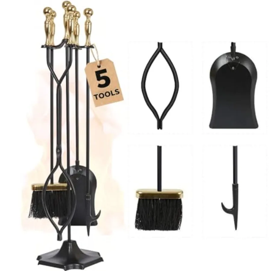 Fireplace Tools Set 5 Pieces Log Hle Wrought Iron Fire Set with St Holder Fireset Fire Pit Indoor Outdoor s Shovel Brush Wood S
Fireplace Tools Set 5 Pieces Log Hle Wrought Iron Fire Set with St Holder Fireset Fire Pit Indoor Outdoor s Shovel Brush Wood S