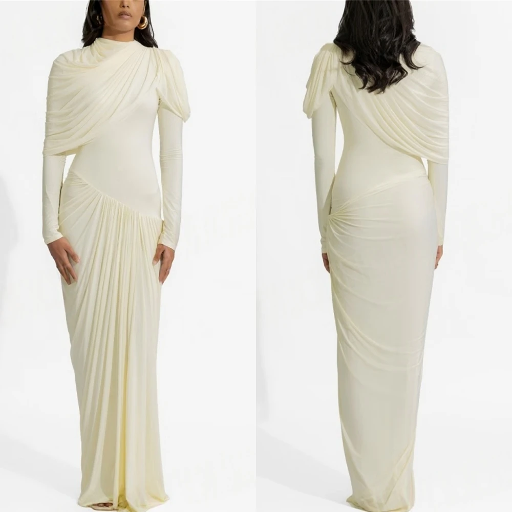 Customized Elegant Ivory Chiffon Evening Dress Classic O-Neck Short Sleeves Celebrity Gowns Soft Straight Sweep Train Prom Dress 
Customized Elegant Ivory Chiffon Evening Dress Classic O-Neck Short Sleeves Celebrity Gowns Soft Straight Sweep Train Prom Dress