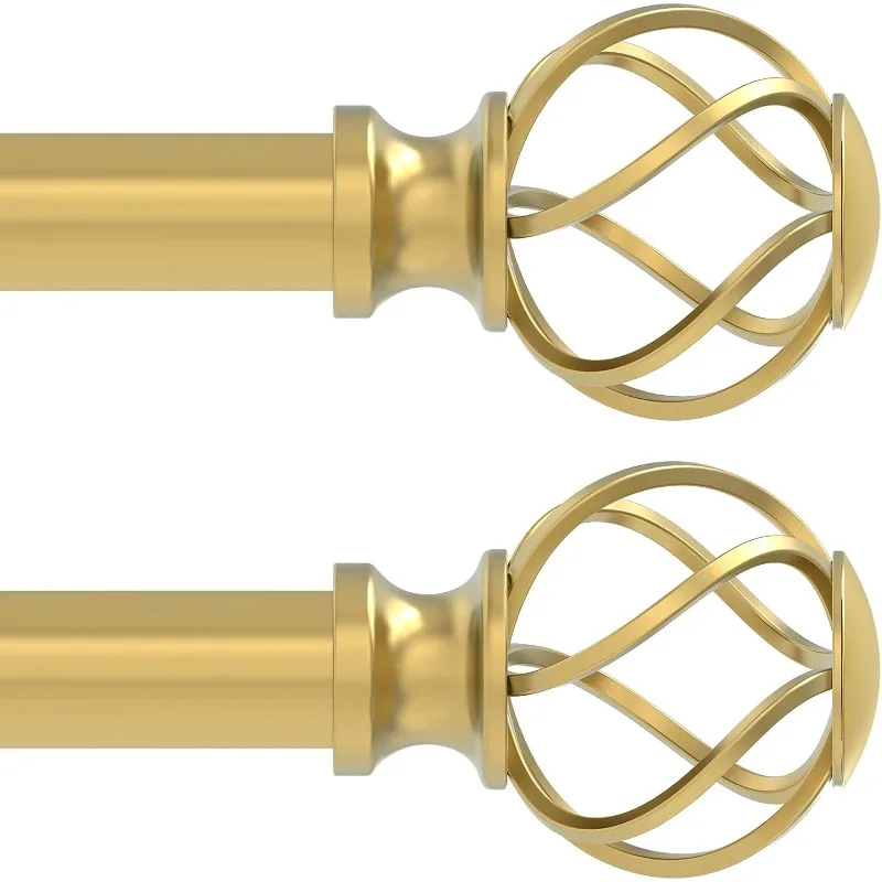 2 Pack Curtain Rods for Windows 18 to 45 Inch(1.5-3.75 Feet),3/4" Diameter Gold Drapery Rods with Twisted Cage Finials
2 Pack Curtain Rods for Windows 18 to 45 Inch(1.5-3.75 Feet),3/4" Diameter Gold Drapery Rods with Twisted Cage Finials