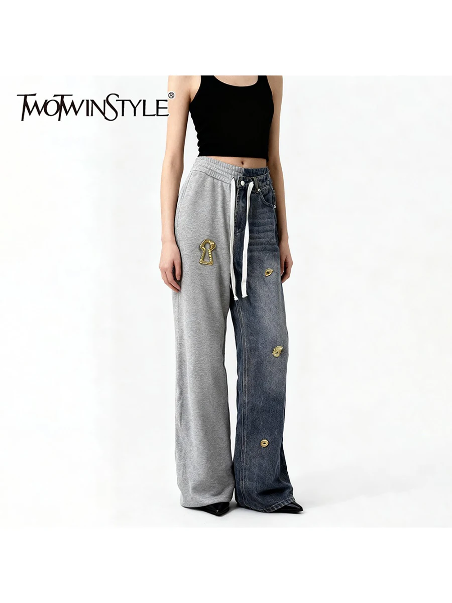 TWOTWINSTYLE хитовые цвета, свободные модные брюки с блестками для женщин, лоскутные ковбойские дизайнерские брюки с высокой талией, женские новые брюки
TWOTWINSTYLE хитовые цвета, свободные модные брюки с блестками для женщин, лоскутные ковбойские дизайнерские брюки с высокой талией, женские новые брюки