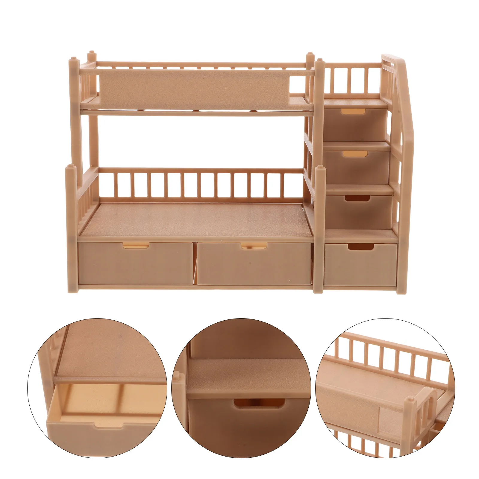 Miniature Bunk Bed Wooden Finish Large Drawer Space Saving Bedroom Furniture Accessories for 18Cm Dollhouse Decoration
Miniature Bunk Bed Wooden Finish Large Drawer Space Saving Bedroom Furniture Accessories for 18Cm Dollhouse Decoration