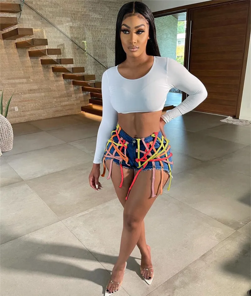 Chic High Waist Denim Shorts Fashion Summer Eyelet Strap String Tassel Casual Jeans Streetwear Women Short Pants
Chic High Waist Denim Shorts Fashion Summer Eyelet Strap String Tassel Casual Jeans Streetwear Women Short Pants