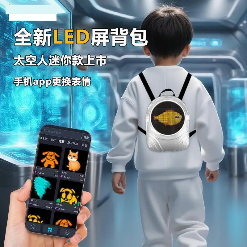 Astronaut Led Backpack Large Screen Expression Advertising Led Screen Backpack Children School Backpack Mini School Bags