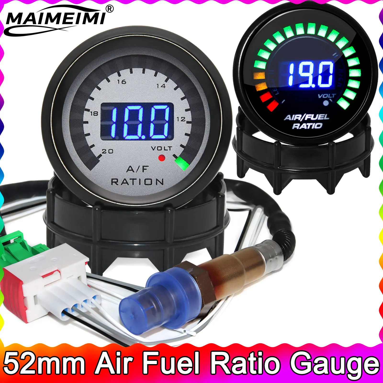 52mm Digital Air Fuel Ratio Gauge Narrowband O2 Oxygen Sensor Car Gauge AFR Fit for 12V Car Voltmeter 2 in 1 Meter Voltage
52mm Digital Air Fuel Ratio Gauge Narrowband O2 Oxygen Sensor Car Gauge AFR Fit for 12V Car Voltmeter 2 in 1 Meter Voltage
