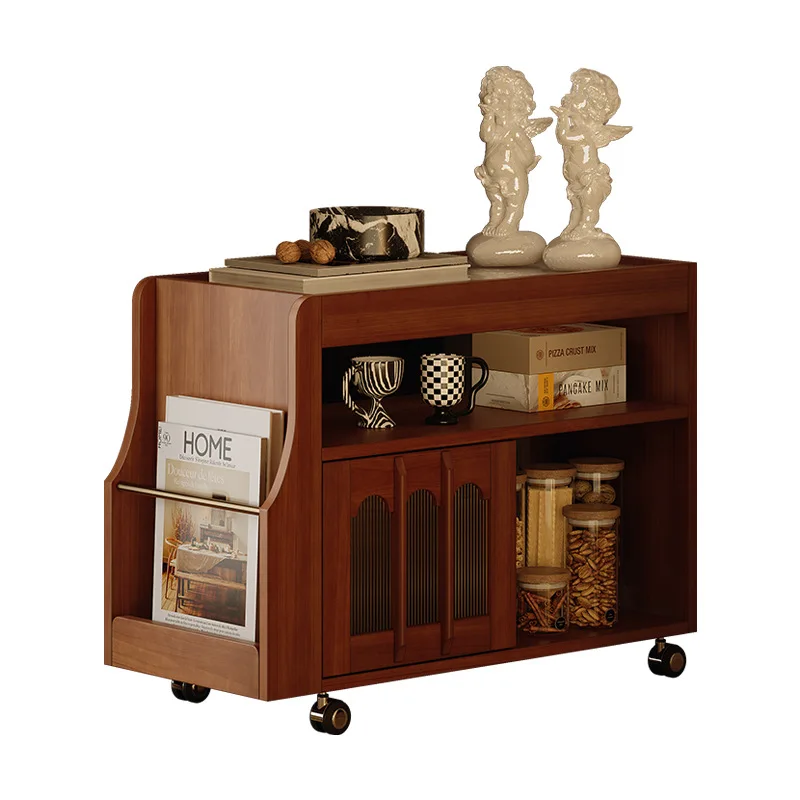French retro solid wood sofa side cabinet living room American medieval side table movable cart coffee table storage rack
French retro solid wood sofa side cabinet living room American medieval side table movable cart coffee table storage rack