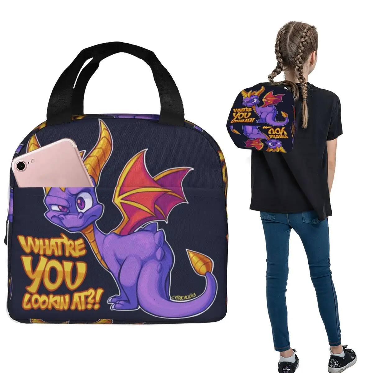 Spyro Pattern Insulated Lunch Bag for Women Children Leakproof Food Boxes Thermal Lunch Box Tote
Spyro Pattern Insulated Lunch Bag for Women Children Leakproof Food Boxes Thermal Lunch Box Tote