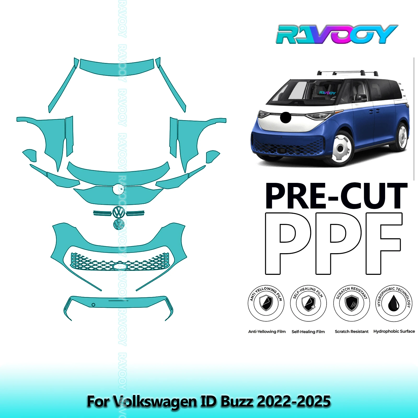Car Front Kit Clear Bra Precut PPF Paint Protection Film For Volkswagen ID Buzz 2022-2025
Car Front Kit Clear Bra Precut PPF Paint Protection Film For Volkswagen ID Buzz 2022-2025