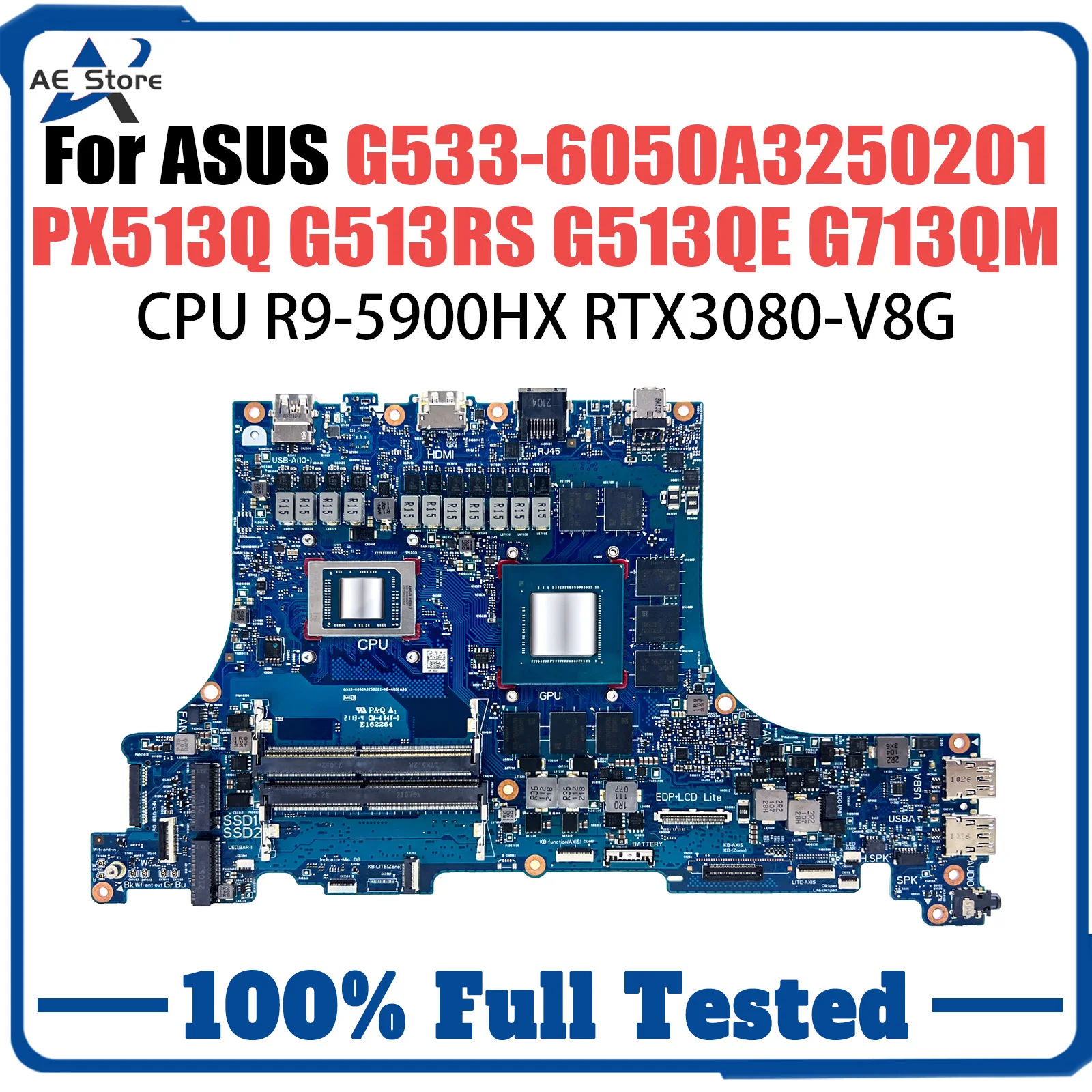 Материнская плата G513Q R9-5900HX RTX3080-V8G для ASUS PX513Q G513RS G513QE G713QM G713QR, материнская плата для ноутбука G533-6050A 3250201
Материнская плата G513Q R9-5900HX RTX3080-V8G для ASUS PX513Q G513RS G513QE G713QM G713QR, материнская плата для ноутбука G533-6050A 3250201