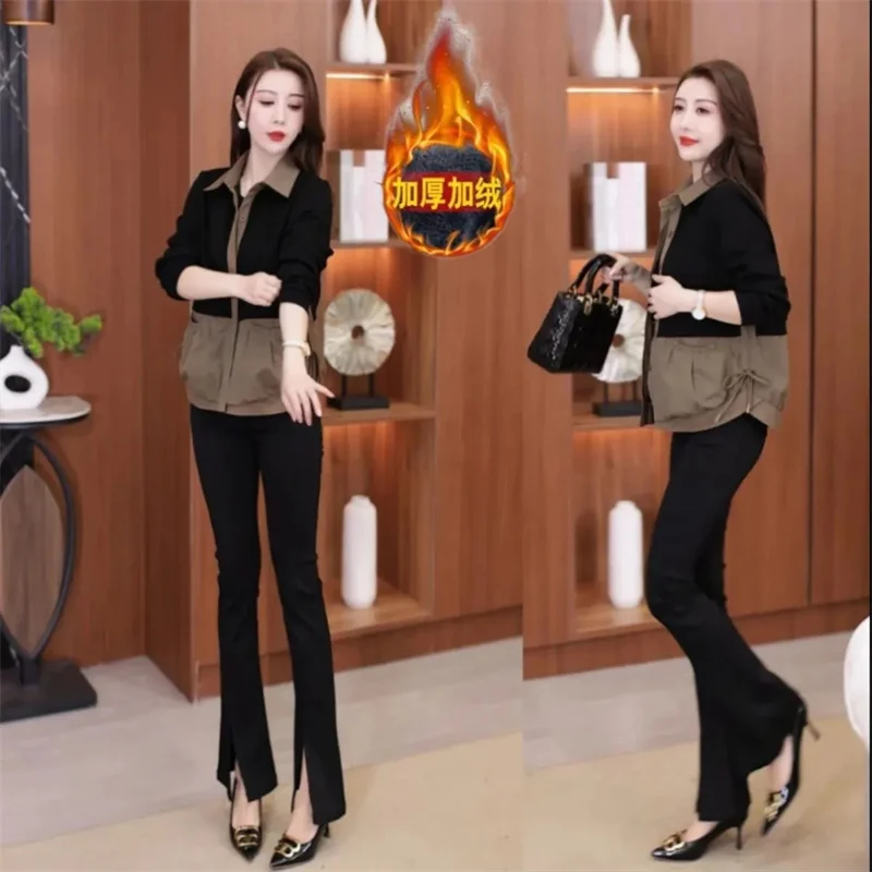 Plus Velvet Casual Women's Coat 2025 Spring And Autumn Fashion Stitching Double Pockets Long Sleeve Short Coat Top
Plus Velvet Casual Women's Coat 2025 Spring And Autumn Fashion Stitching Double Pockets Long Sleeve Short Coat Top