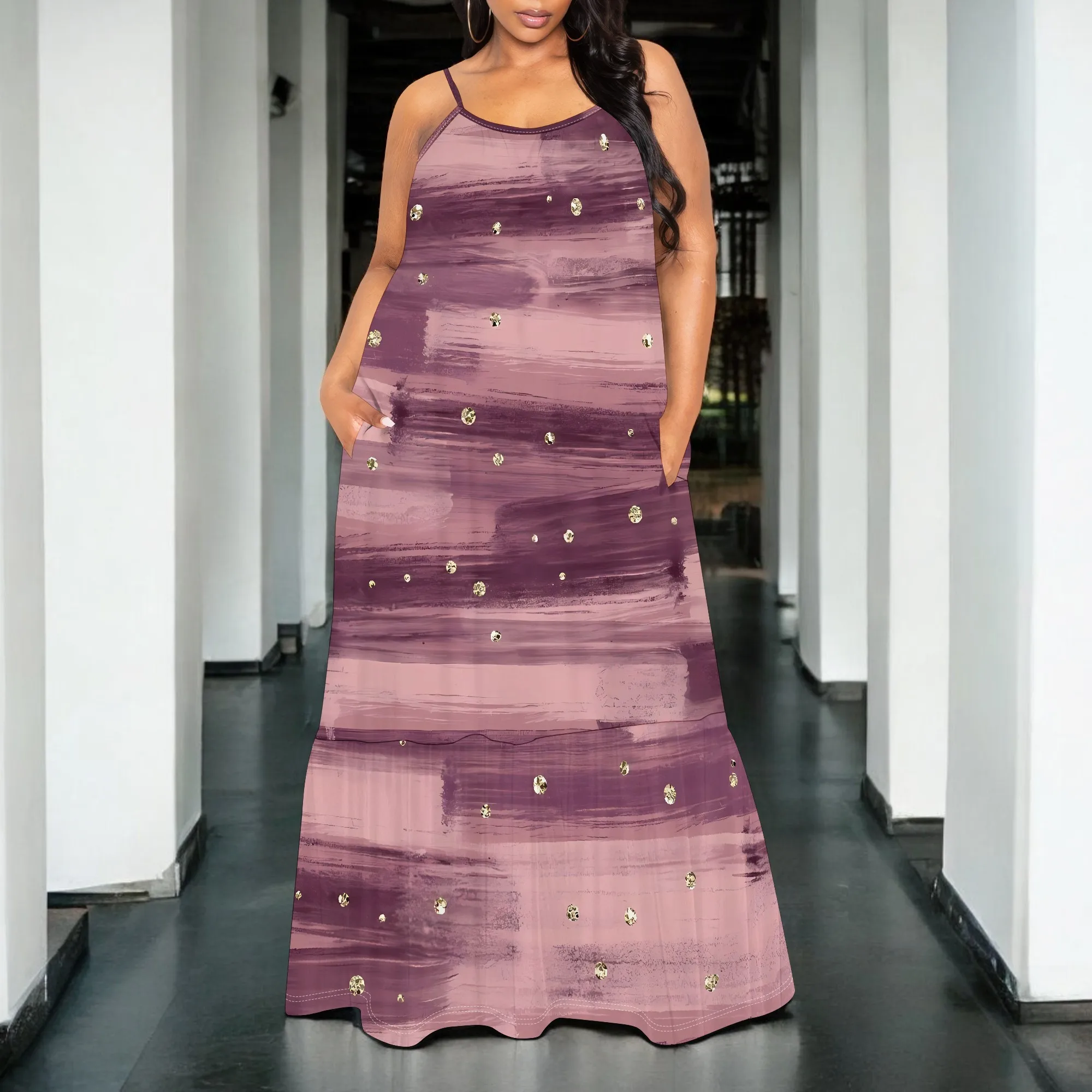 Summer Sleeveless Maxi Dress Women Abstract Brush Print Casual Spaghetti Strap Beach Sundress
Summer Sleeveless Maxi Dress Women Abstract Brush Print Casual Spaghetti Strap Beach Sundress