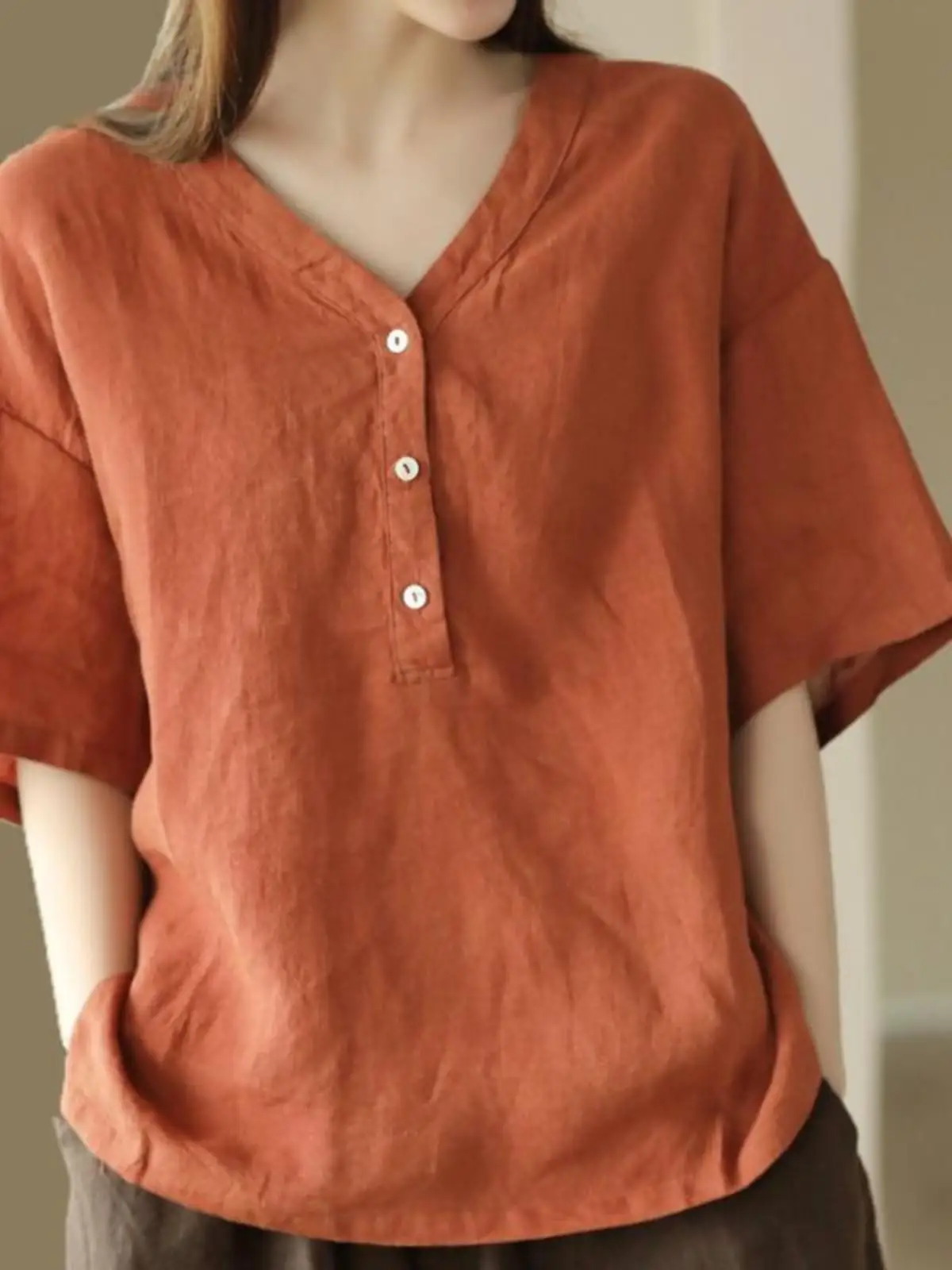 Casual Loose Cotton Linen Short Sleeve Color Top Summer New Style Women's Loose Fit Slimming Overhead Sunscreen Veil
Casual Loose Cotton Linen Short Sleeve Color Top Summer New Style Women's Loose Fit Slimming Overhead Sunscreen Veil