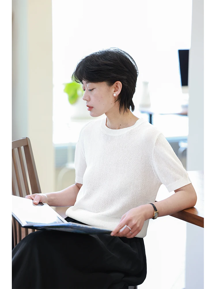 Women's round Ne ort Sve Knitted irt Breathable Hollow out Cotton Paper Fiber Summer Top Loose Fit een Fiber
Women's round Ne ort Sve Knitted irt Breathable Hollow out Cotton Paper Fiber Summer Top Loose Fit een Fiber