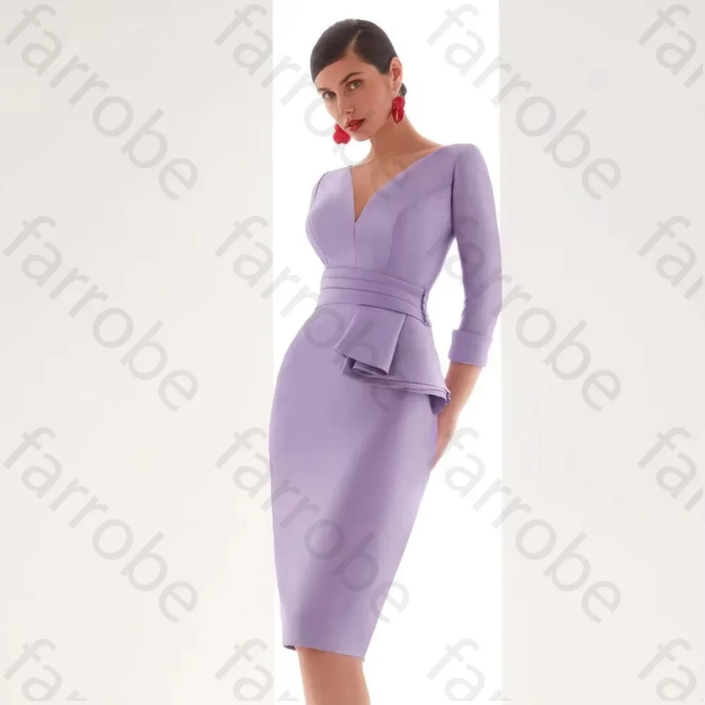 Customized Cocktail Dresses Ruffles Sheath V-neck Knee Length Women Special Occasion Party Gowns Column 3/4 Sleeves Formal Dress
Customized Cocktail Dresses Ruffles Sheath V-neck Knee Length Women Special Occasion Party Gowns Column 3/4 Sleeves Formal Dress