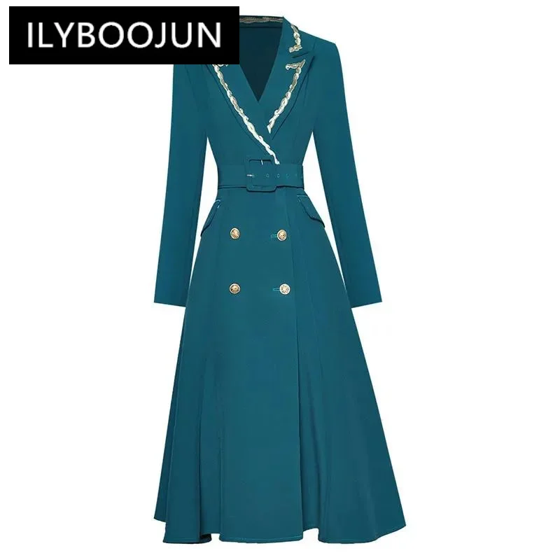 ILYBOOJUN Designer Autumn Winter Trench Women Embroidery Turn-down Collar Long Sleeve belt Double Breasted Blck Outwear Overcoat
ILYBOOJUN Designer Autumn Winter Trench Women Embroidery Turn-down Collar Long Sleeve belt Double Breasted Blck Outwear Overcoat