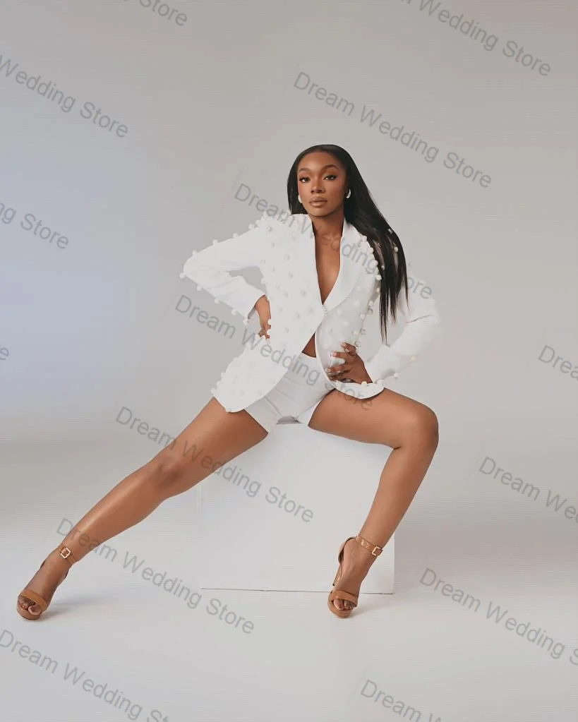 Pearls White Women Suit Set 2 Pcs Cotton Blazer+Short Pants Trousers Formal Office Lady Jacket Customized Wedding Prom Coat
Pearls White Women Suit Set 2 Pcs Cotton Blazer+Short Pants Trousers Formal Office Lady Jacket Customized Wedding Prom Coat