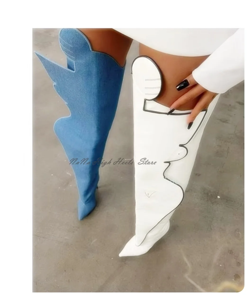 Pointed Toe Design White Sexy Boots Fashion Lady Thigh High Stiletto High Heel Boots Leather Women Shoes Party ROME New
Pointed Toe Design White Sexy Boots Fashion Lady Thigh High Stiletto High Heel Boots Leather Women Shoes Party ROME New
