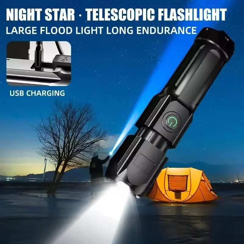 4 Lighting Mode Strong LED Flashlights Telescopic Zoom Tactical Torch Portable Spotlight Long-Range Outdoor Camping Flashlight
4 Lighting Mode Strong LED Flashlights Telescopic Zoom Tactical Torch Portable Spotlight Long-Range Outdoor Camping Flashlight