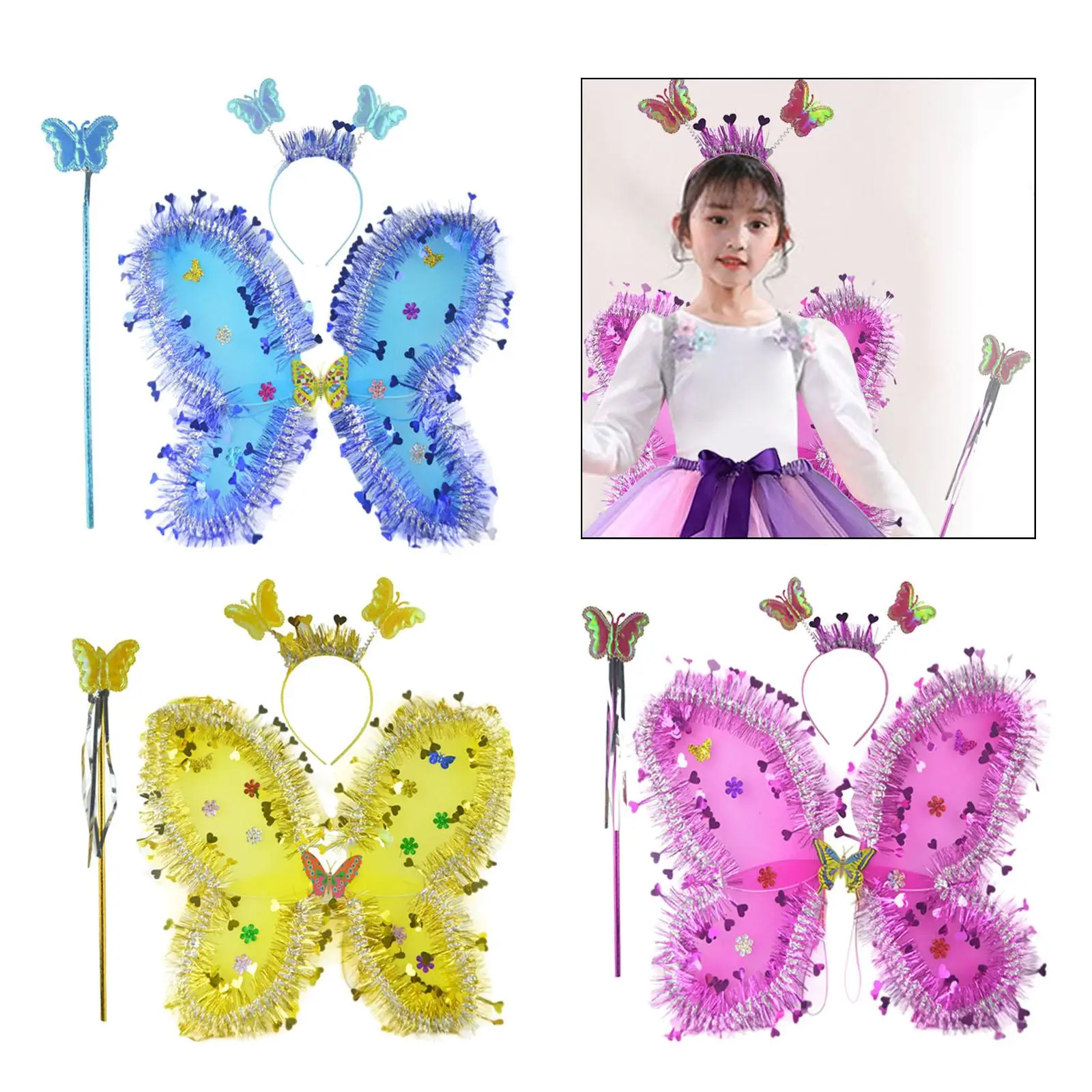 Butterfly Costume with Fairy Wings Headband and Rod Polyester Easy Wear Outfit for Girls Halloween Cosplay
Butterfly Costume with Fairy Wings Headband and Rod Polyester Easy Wear Outfit for Girls Halloween Cosplay