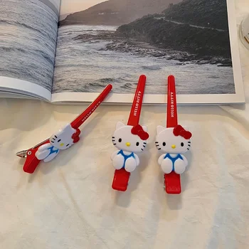 산리오 귀여운 헬로 키티 머리핀, 귀여운 만화 헤어 클립, 패션 헤어 액세서리, 여자 하트 머리핀 장식, 친구 선물