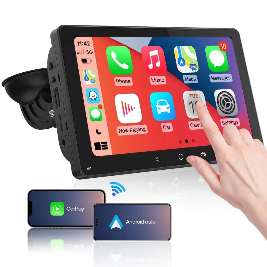 Screen Portable Car Stereo Wireless Android Auto Bluetooth Car Radio 7 Inch QLED Display Steering Wheel Control Mirrorlink GPS N