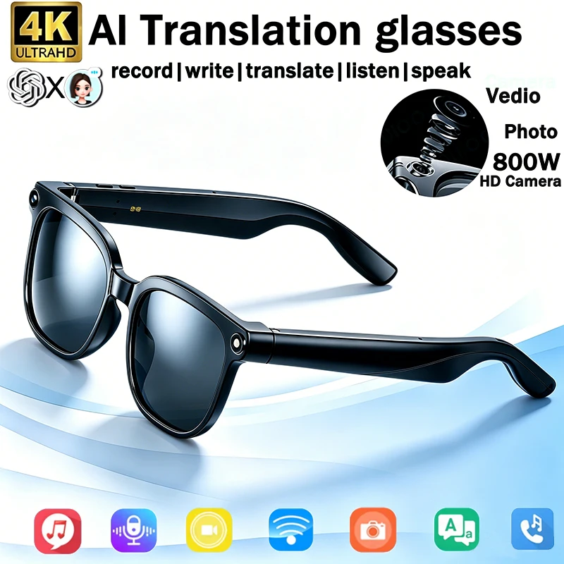 2025 New Upgrade 8MP Smart Glasses With Camera Video Recording AI Photo Recognition BT Call Translation AI Voice Sunglasses Man
2025 New Upgrade 8MP Smart Glasses With Camera Video Recording AI Photo Recognition BT Call Translation AI Voice Sunglasses Man