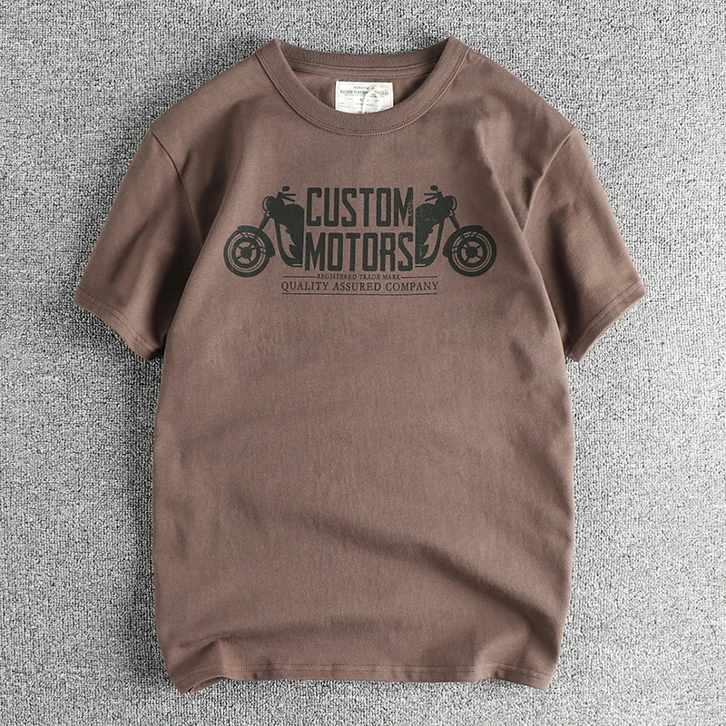Retro Fashion Motorcycle Print Short Sleeve T-Shirt Men's Double Thread Pure Cotton Washed Soft Half Sleeve Casual Style
Retro Fashion Motorcycle Print Short Sleeve T-Shirt Men's Double Thread Pure Cotton Washed Soft Half Sleeve Casual Style