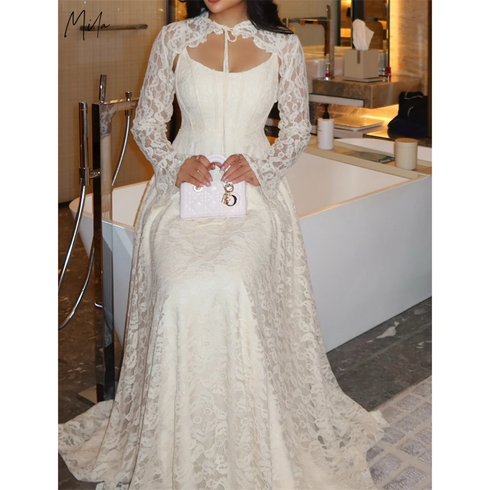 Mila Customized White A-line Spaghetti Strap With Shawl Prom Dress Long Sleeve Lace Vestidos De Noche Floor-Length Formal Gown
Mila Customized White A-line Spaghetti Strap With Shawl Prom Dress Long Sleeve Lace Vestidos De Noche Floor-Length Formal Gown