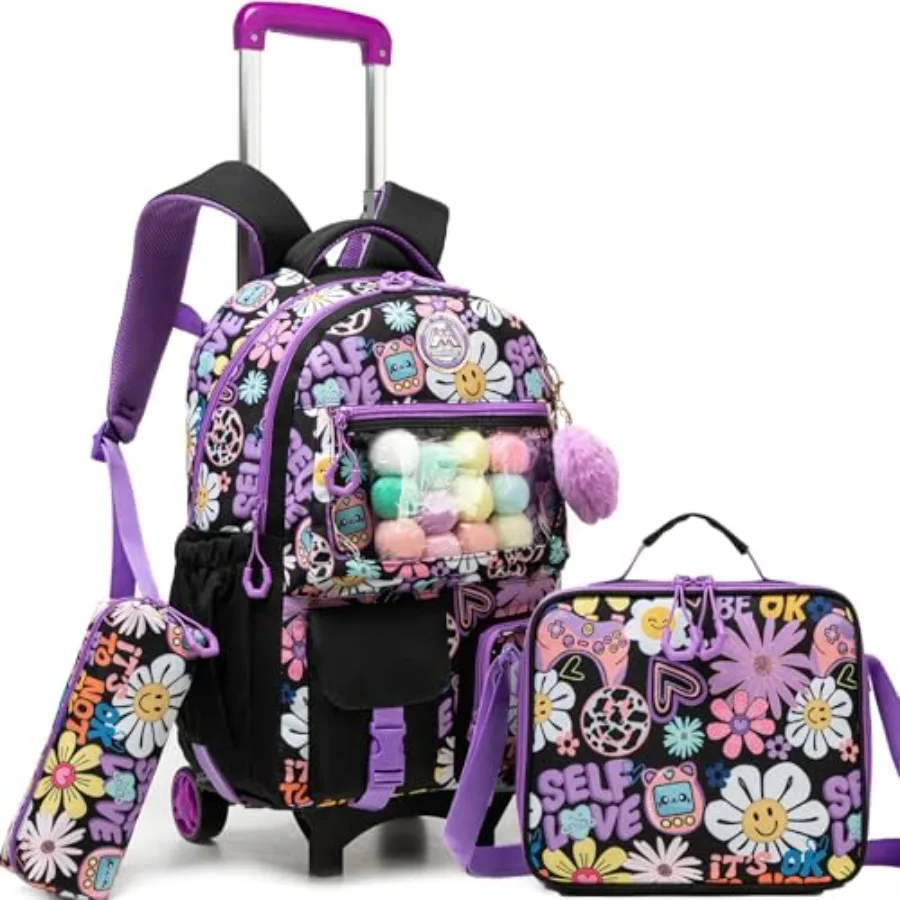 Cute Rolling Backpacks with Wheels for Girls Aesthetic Rolling Backpack for Elementary with Lunch Box School Trolley Backpack f
Cute Rolling Backpacks with Wheels for Girls Aesthetic Rolling Backpack for Elementary with Lunch Box School Trolley Backpack f
