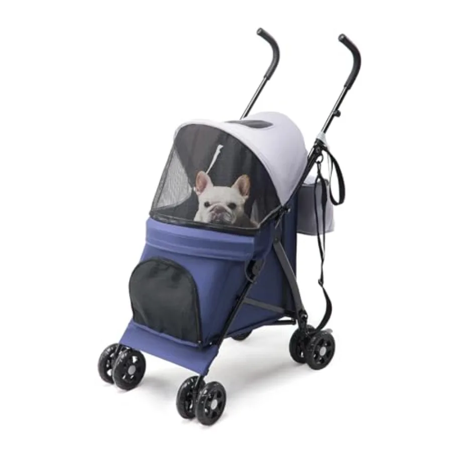 Lightweight 10 lbs foldable pet stroller for small dogs cats, blue gray polyester with breathable mesh, adjustable sun canopy,
Lightweight 10 lbs foldable pet stroller for small dogs cats, blue gray polyester with breathable mesh, adjustable sun canopy,