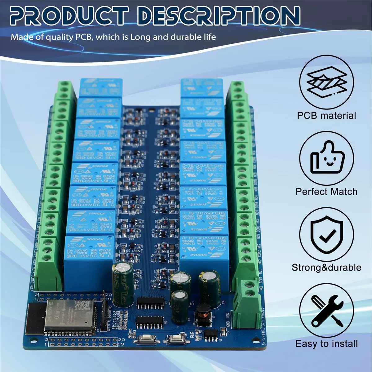 (ABGQ) 16-канальный релейный модуль с питанием DC5-12V, плата разработки ESP32, модуль вторичной разработки ESP32-WROOM
(ABGQ) 16-канальный релейный модуль с питанием DC5-12V, плата разработки ESP32, модуль вторичной разработки ESP32-WROOM