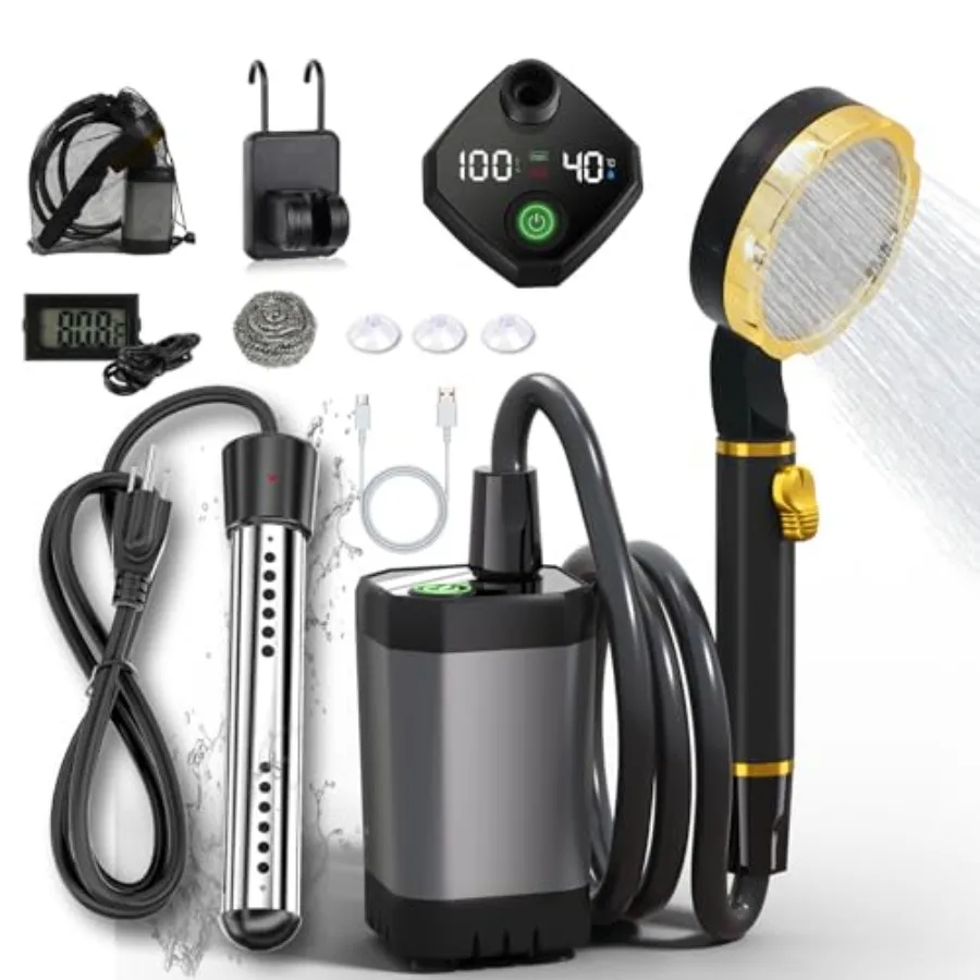 Portable Shower for Camping with Immersion Water Heater 6000mAh Rechargeable Camping Shower with Intelligent LED Display Outdoo
Portable Shower for Camping with Immersion Water Heater 6000mAh Rechargeable Camping Shower with Intelligent LED Display Outdoo