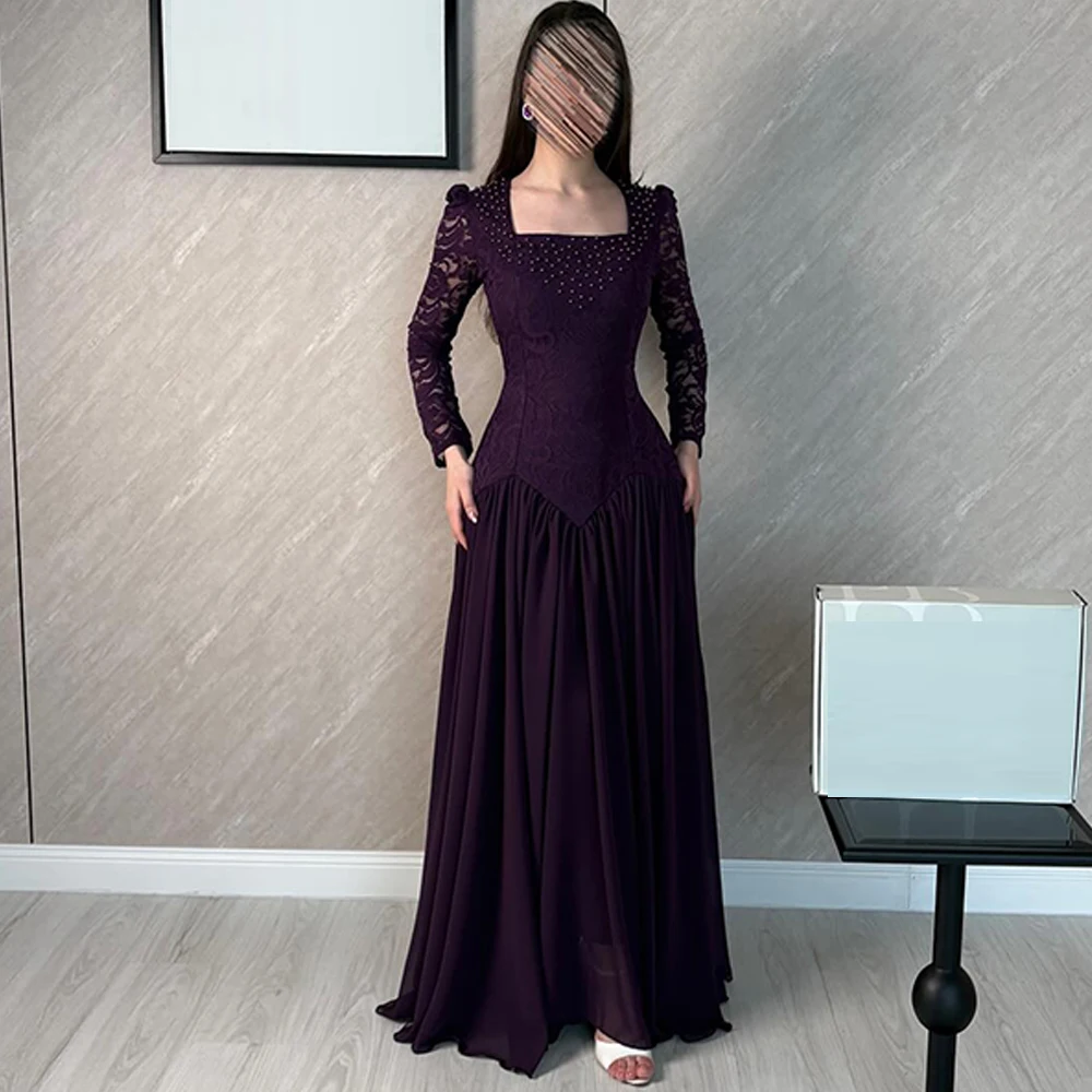 Exquisite Beading Evening Dress Delicate Square Collar Prom Dresses Simple Lace Long Sleeves Customized Special Occasion Gowns
Exquisite Beading Evening Dress Delicate Square Collar Prom Dresses Simple Lace Long Sleeves Customized Special Occasion Gowns