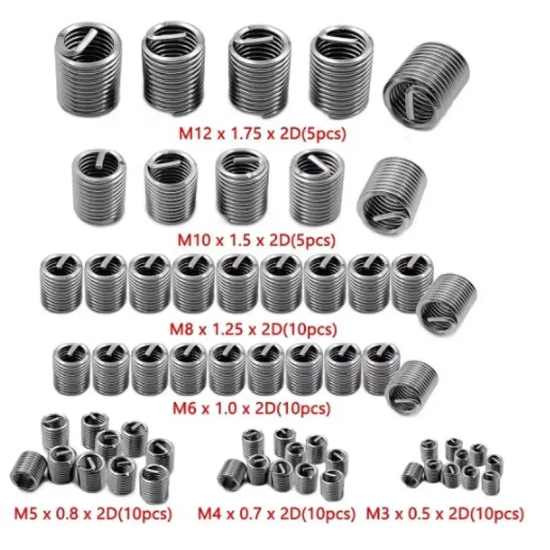60Pcs Wire Thread Insert M3 M4 M5 M6 M8 M10 M12 Fastening Thread Insert Stainless Steel Spiral Wire Screw Sleeve Wear Repair Kit
60Pcs Wire Thread Insert M3 M4 M5 M6 M8 M10 M12 Fastening Thread Insert Stainless Steel Spiral Wire Screw Sleeve Wear Repair Kit
