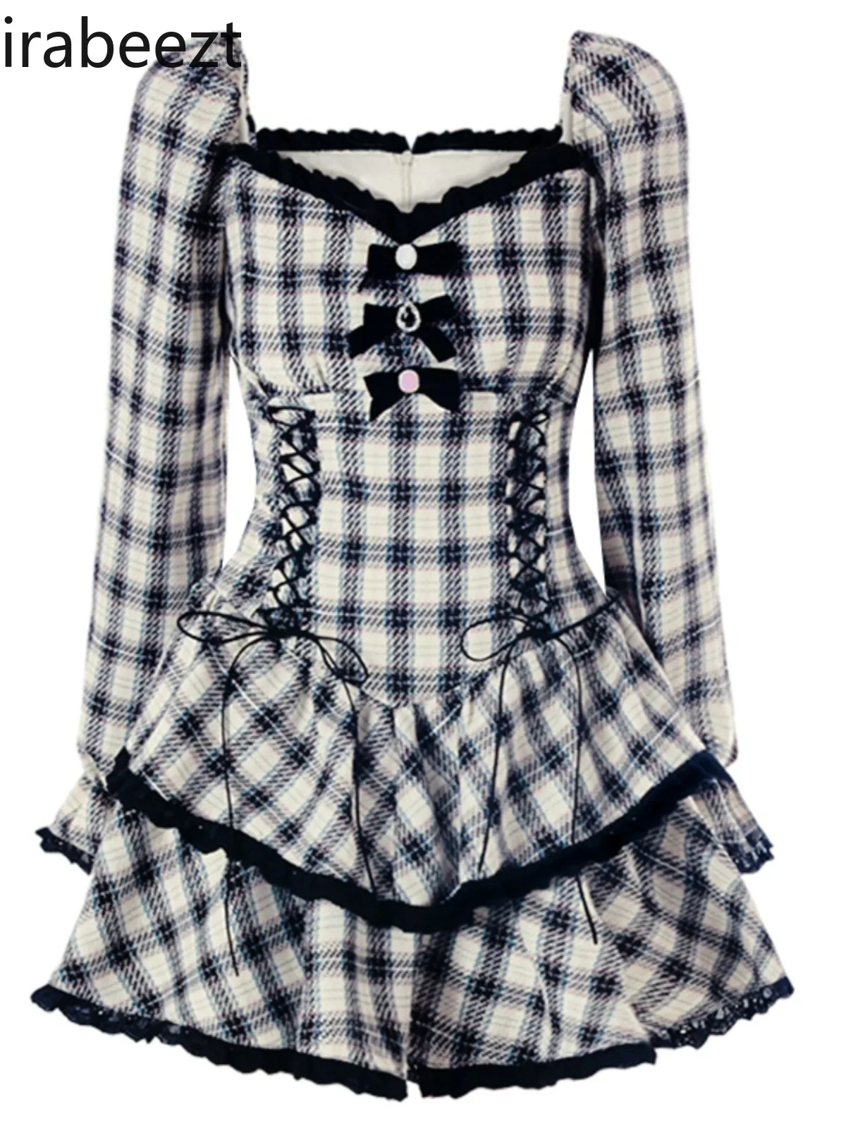 Off-the-shelf Sweet Cool Design Girl Punk Black and White Check Diamond Bow Lace-up Square Collar Cake Shaped Dress
Off-the-shelf Sweet Cool Design Girl Punk Black and White Check Diamond Bow Lace-up Square Collar Cake Shaped Dress