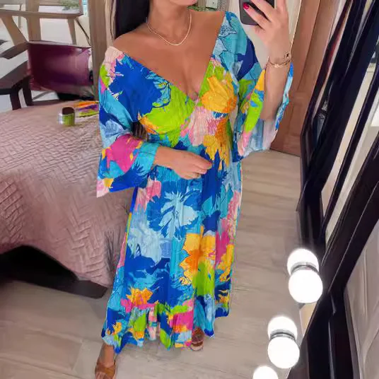 2025 Dress Women Elegant Fashion Beautiful Women's Dresses V-neck Floral Dress Seaside Holiday Beach Dress Loose Long Skirt
2025 Dress Women Elegant Fashion Beautiful Women's Dresses V-neck Floral Dress Seaside Holiday Beach Dress Loose Long Skirt