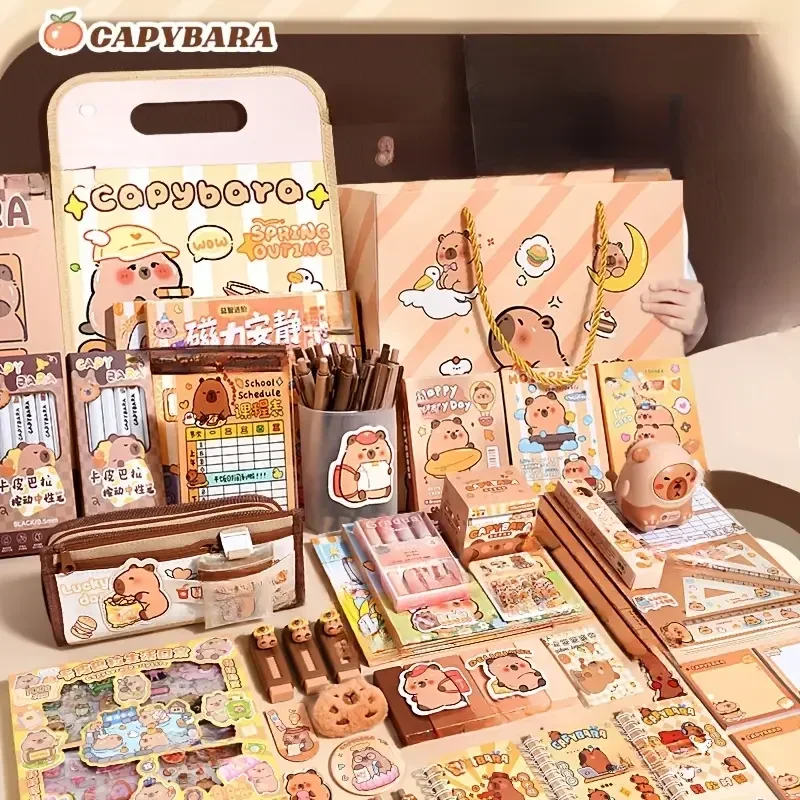 Large Capacity Gift Box Capybara Stationery Set Abundant Cute Back-to-school Gift Kit Pencil Case Study Stationery for Students
Large Capacity Gift Box Capybara Stationery Set Abundant Cute Back-to-school Gift Kit Pencil Case Study Stationery for Students