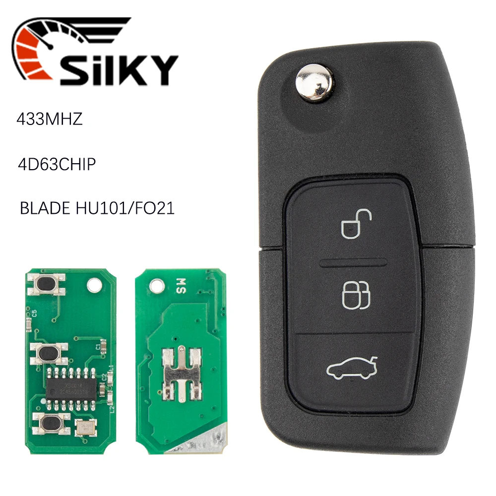 SilKY 433MHz 4D63 4D60 Car Remote Key for Ford Fusion Focus Mondeo Fiesta Galaxy HU101 FO21 Blade Vehicle Flip Keys
SilKY 433MHz 4D63 4D60 Car Remote Key for Ford Fusion Focus Mondeo Fiesta Galaxy HU101 FO21 Blade Vehicle Flip Keys