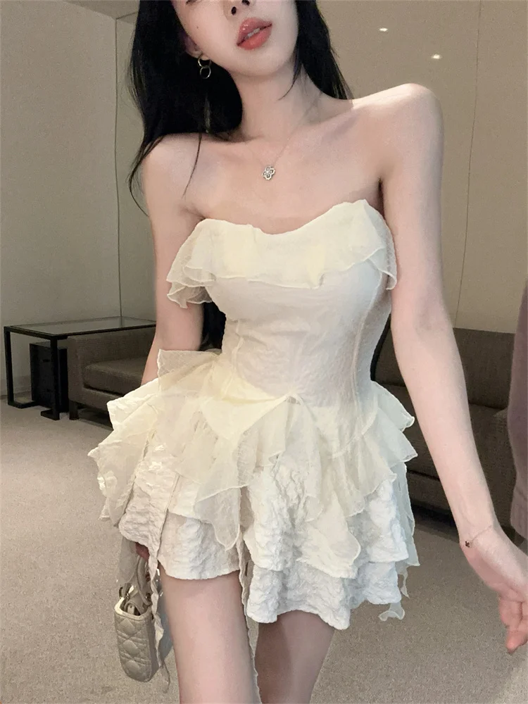 Sweet Adults' Ruffled Irregular Strapless Chiffon Top+ Short Cake Skirt Sets Fairy Two Pieces Sets Camisole & Pleated Culottes
Sweet Adults' Ruffled Irregular Strapless Chiffon Top+ Short Cake Skirt Sets Fairy Two Pieces Sets Camisole & Pleated Culottes