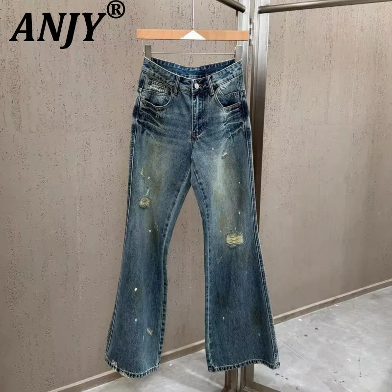 ANJY Spring Autumn New Women Stylish Washed Tie-Dye Distressed Ripped Design Bootcut Jeans High Street Trendy Denim Pants A22651
ANJY Spring Autumn New Women Stylish Washed Tie-Dye Distressed Ripped Design Bootcut Jeans High Street Trendy Denim Pants A22651