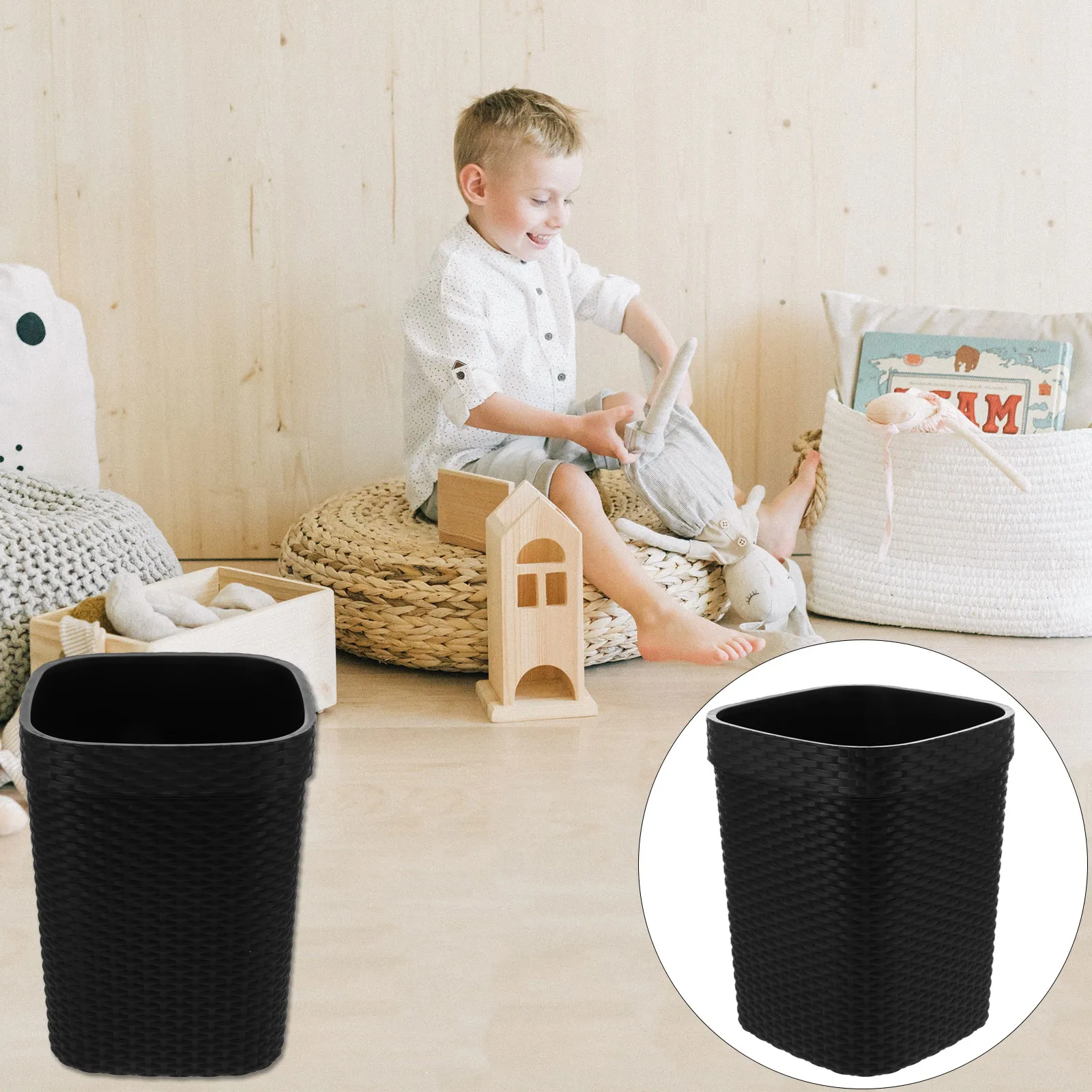 Simple Style Woven Design Plastic Garbage Can Large Opening Thick Base Non Slip for Kitchen Living Room Bedroom Bathroom
Simple Style Woven Design Plastic Garbage Can Large Opening Thick Base Non Slip for Kitchen Living Room Bedroom Bathroom