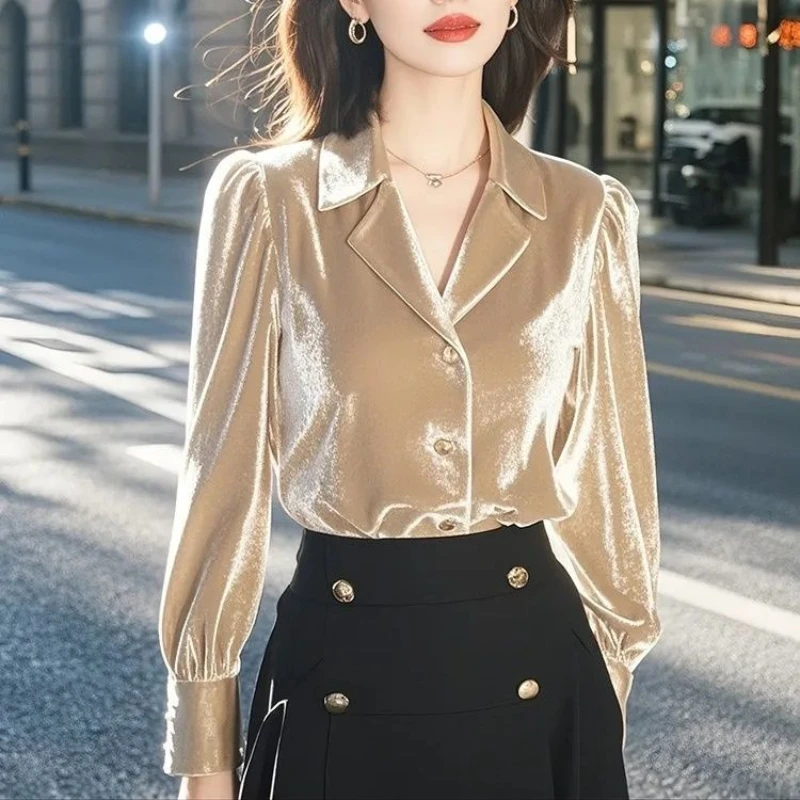 Women Clothing Vintage Velvet Button Simplicity Blouse Spring New Long Sleeve Solid Elegant Shirt Tops Office Fashion JJ796
Women Clothing Vintage Velvet Button Simplicity Blouse Spring New Long Sleeve Solid Elegant Shirt Tops Office Fashion JJ796