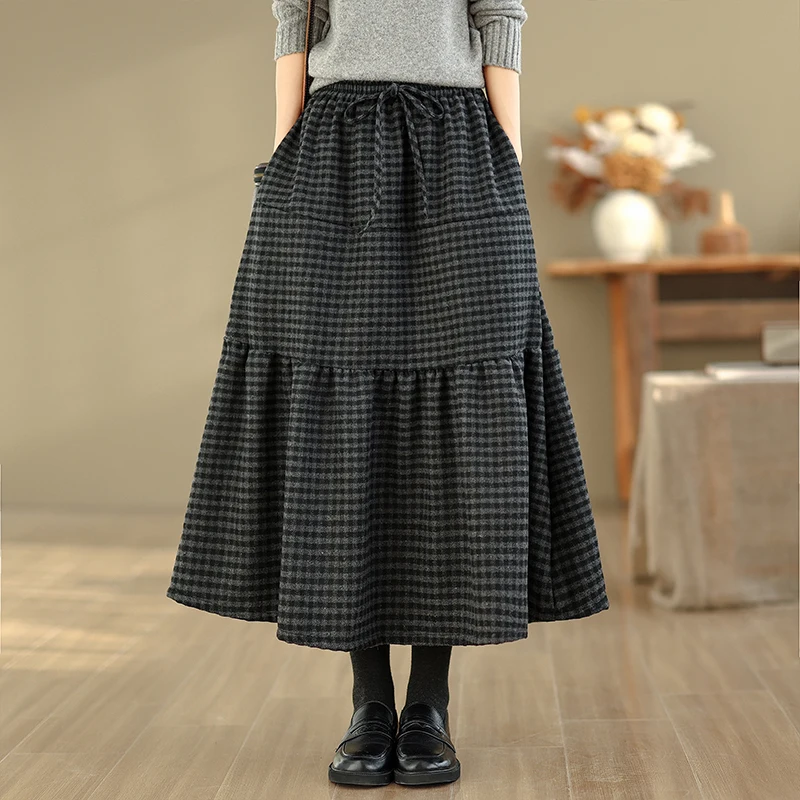 High Waist Plaid Woolen Skirt Women's Loose A-Line Thiened Autumn Winter New Sle Casual Faion Slimming Skirt
High Waist Plaid Woolen Skirt Women's Loose A-Line Thiened Autumn Winter New Sle Casual Faion Slimming Skirt
