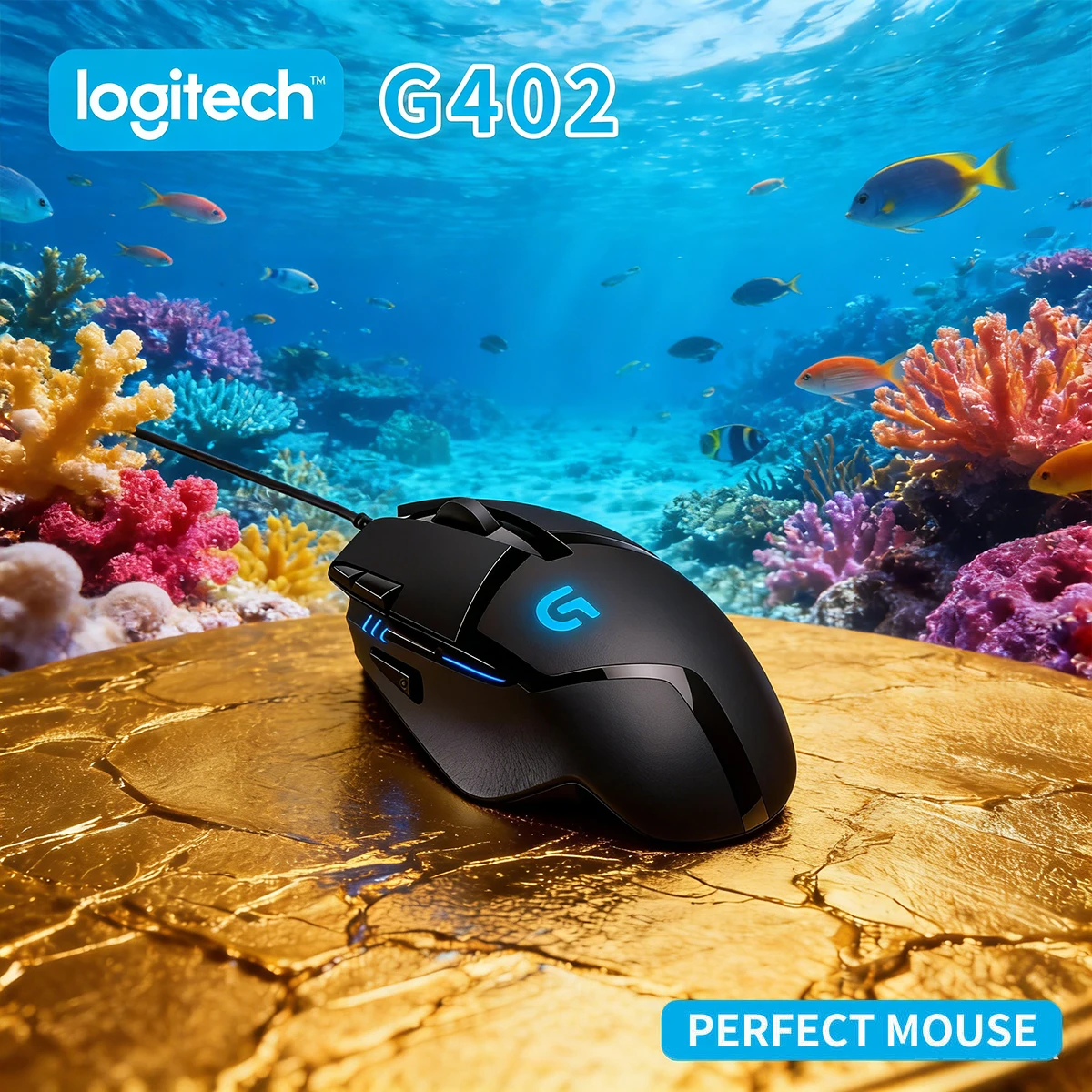 Logitech G402 Gaming Mouse with 8 Programmable Buttons, Wired Mechanical Macro Programmable Gaming Mouse for PCs