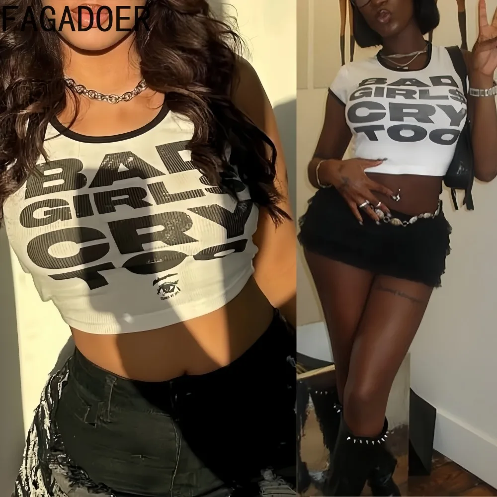 FAGADOER Y2K Sexy Letter Printting Patchwork Bodycon T-shirt Woman Color Block Short Sleeve Crop Top Female Streetwear Clothing
FAGADOER Y2K Sexy Letter Printting Patchwork Bodycon T-shirt Woman Color Block Short Sleeve Crop Top Female Streetwear Clothing