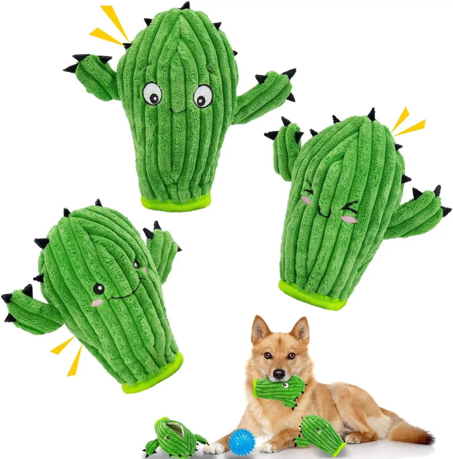 3-Pack No-Stuffing Cactus Dog Toys - 2-in-1 Squeaky Rip & Reveal for Puppies, Indoor/Outdoor Play & Training
3-Pack No-Stuffing Cactus Dog Toys - 2-in-1 Squeaky Rip & Reveal for Puppies, Indoor/Outdoor Play & Training