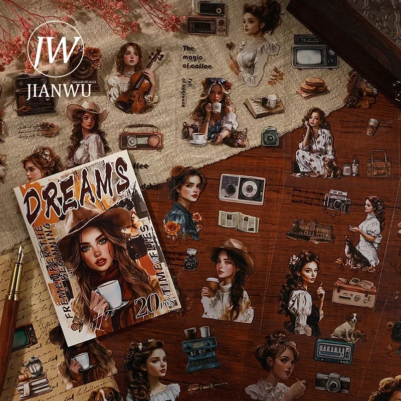 JIANWU Tracing Back Time Series Vintage Character Travel Landscape Material Collage PET Sticker Book Creative Journal Stationery
JIANWU Tracing Back Time Series Vintage Character Travel Landscape Material Collage PET Sticker Book Creative Journal Stationery