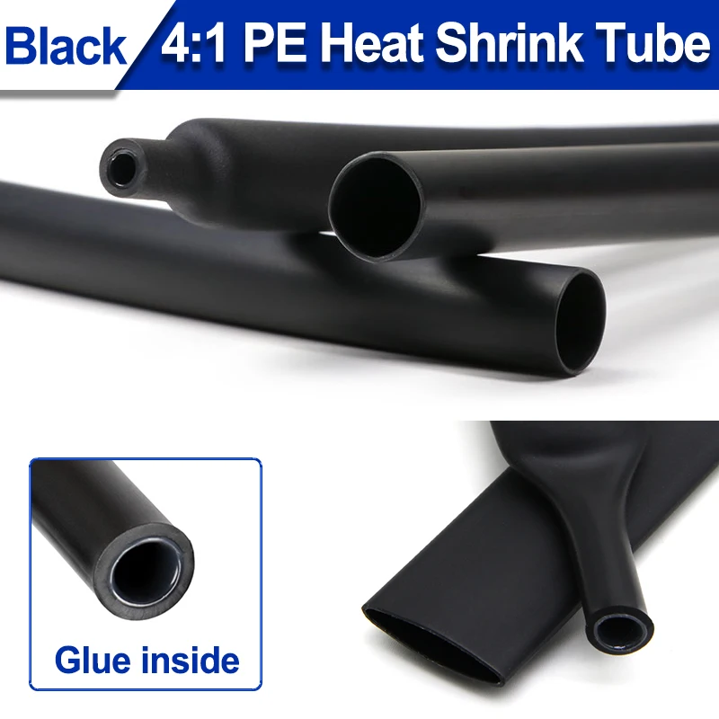 Black 4:1 Heat Shrink Tube With Glue Diameter 4/6/8~72mm Dual Wall Thermoretractile Tube Cable Shrink Wrap Sleeving 1~50 meters
Black 4:1 Heat Shrink Tube With Glue Diameter 4/6/8~72mm Dual Wall Thermoretractile Tube Cable Shrink Wrap Sleeving 1~50 meters