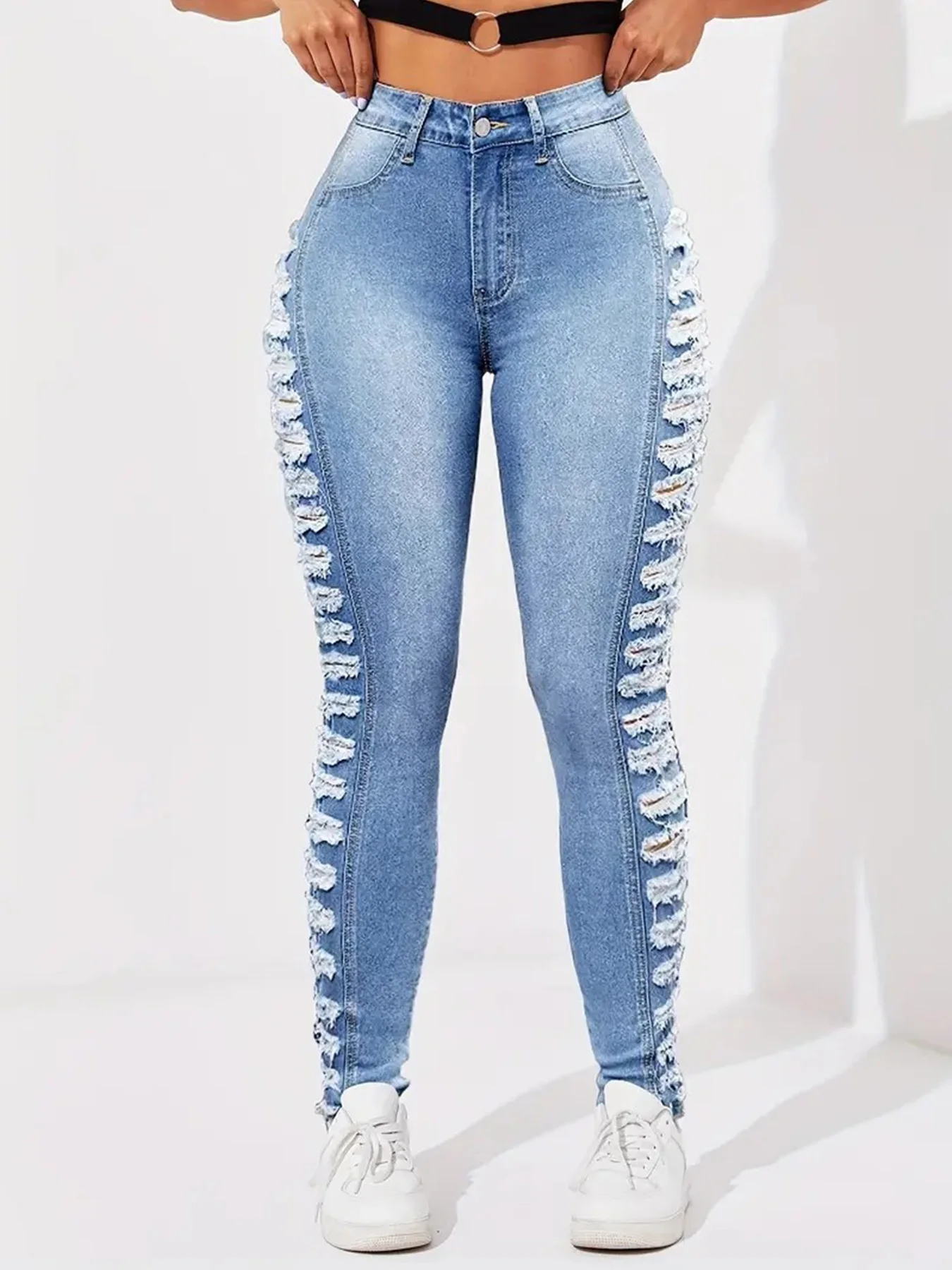 Ladies light blue jeans, mid-rise jeans, slim fit, ripped style, suitable for all seasons, autumn new arrivals, classic style, v
Ladies light blue jeans, mid-rise jeans, slim fit, ripped style, suitable for all seasons, autumn new arrivals, classic style, v