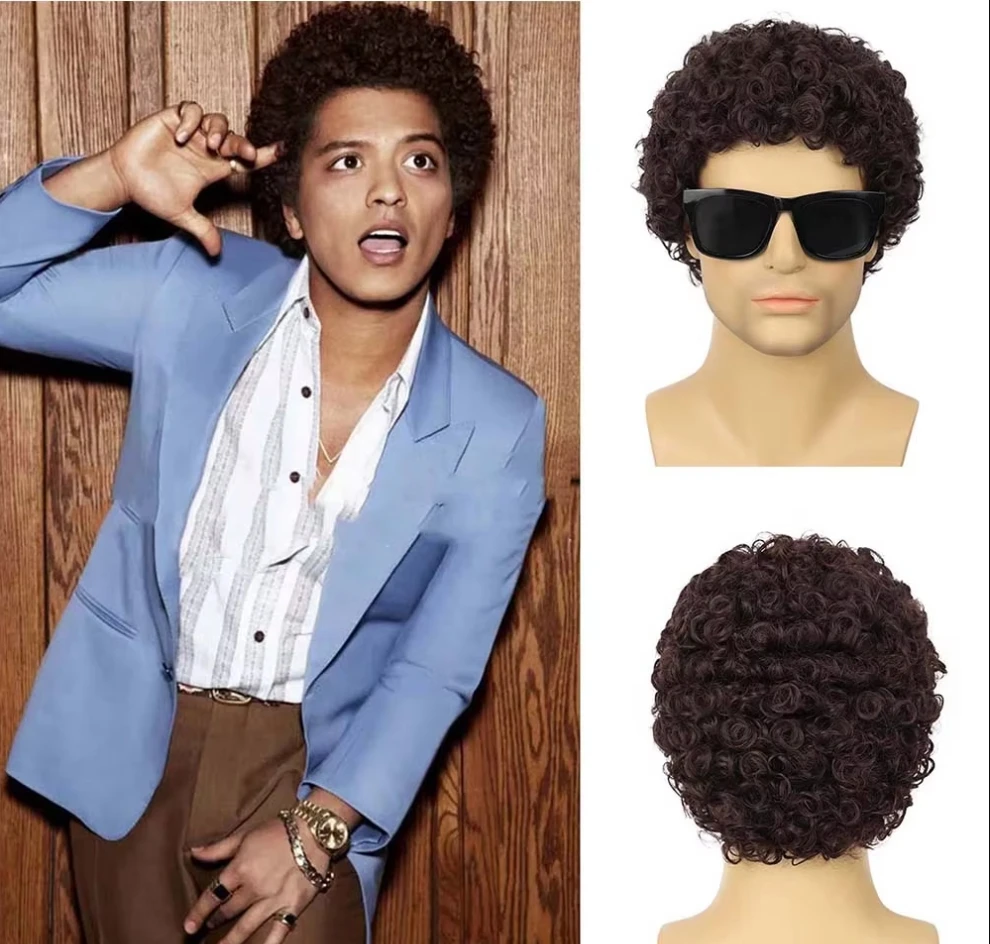 Men Wigs Synthetic Fiber Short Dark Brown Wig with Bangs Curly Wig Cosplay Carnival Halloween Costume Wig
Men Wigs Synthetic Fiber Short Dark Brown Wig with Bangs Curly Wig Cosplay Carnival Halloween Costume Wig